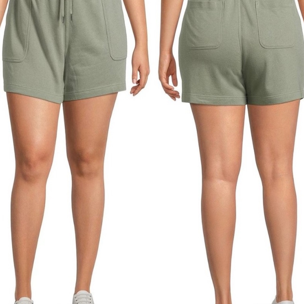 Terra & Sky Womens Pull On Shorts In Sage Green Mineral Wash Pockets